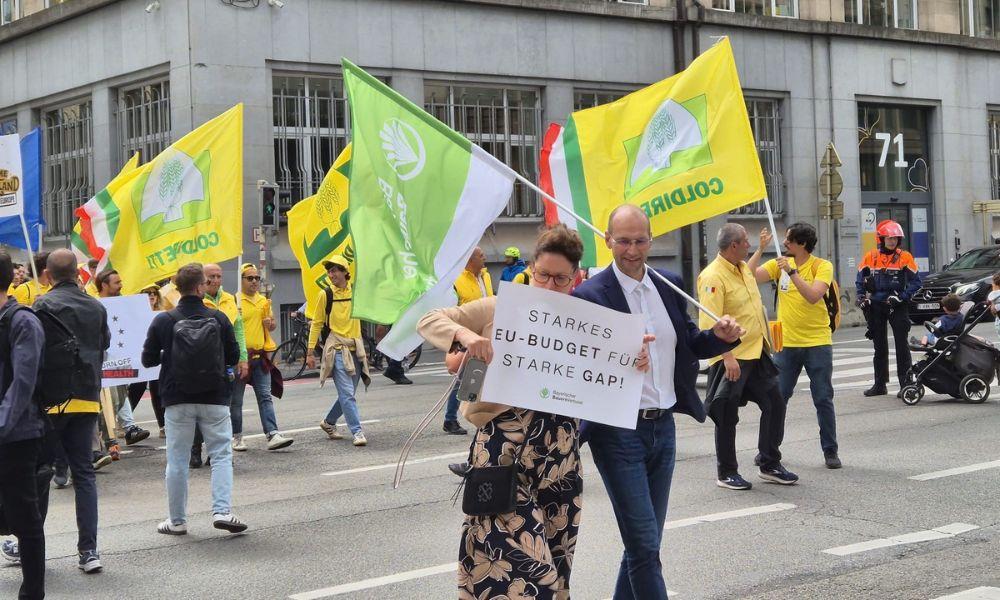 Viljelijöiden mielenilmaus Brysselissä 16.7.2025. 